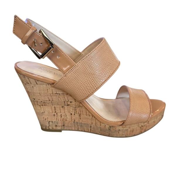 Nine West Women's Cork Wedge Sandals tan Size 6M Casual Summer - Picture 3 of 9